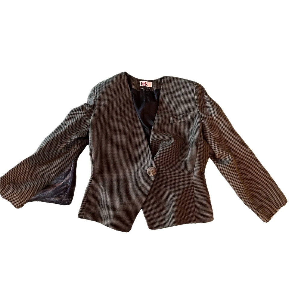 Vintage RK Originals Houndstooth Blazer Jacket Button Front Women's 10